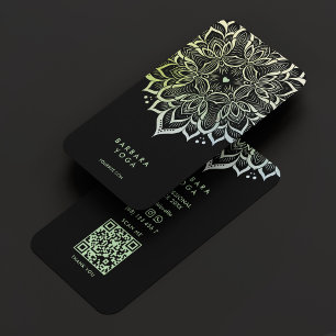 Cartão De Visita Treinador Mandala Black Green Yoga Instrutor