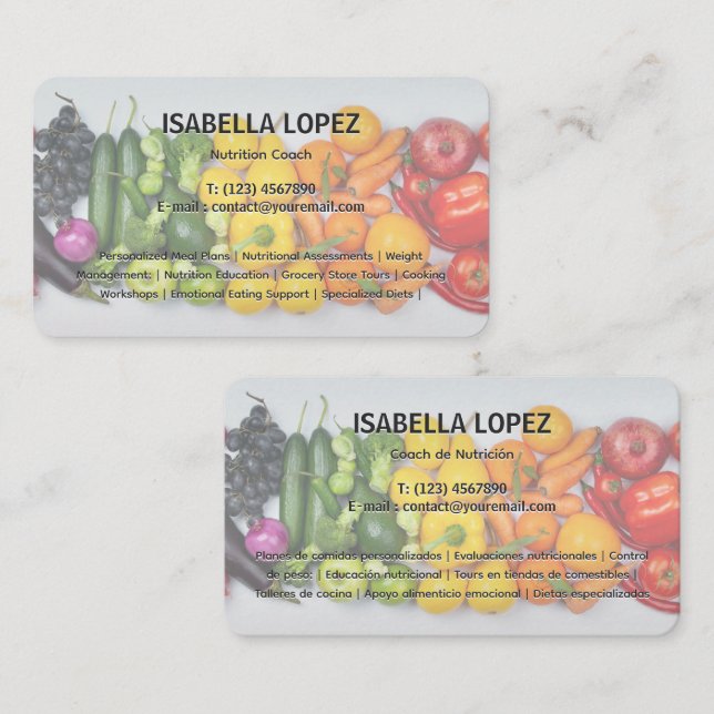Cartão De Visita Treinador Nutricionista Bilíngue (Frente/Verso)
