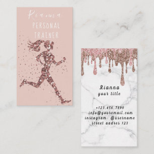 Cartão De Visita Treinador Pessoal Blush & Gold Mídia Social Negóci