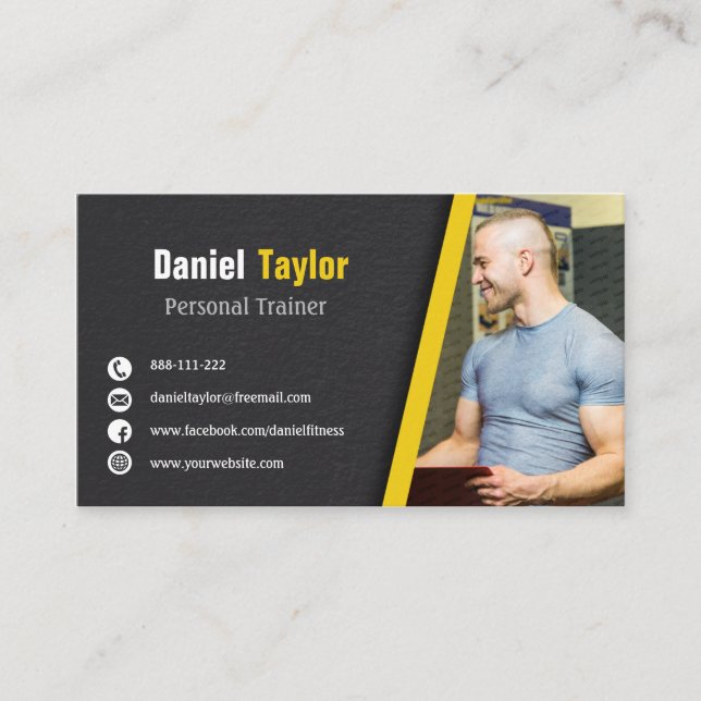 Cartão De Visita Treinador Pessoal da Malhação Negra Moderna com Fo (Frente)