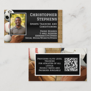 Cartão De Visita Treinador Pessoal de Esportes Código QR Foto