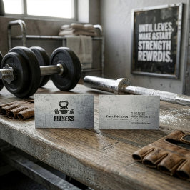 Cartão De Visita Treinador Pessoal de Fitness Grunge Kettlebell Bar