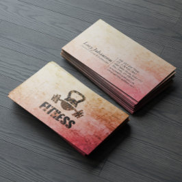 Cartão De Visita Treinador Pessoal de Fitness Grunge Kettlebell Bar