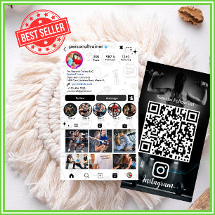 Cartão De Visita Treinador Pessoal de Fitness Instagram Moderno e T