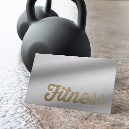 Cartão De Visita Treinador Pessoal de Fitness Minimal Branco Dourad