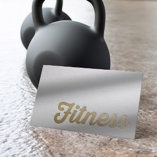 Cartão De Visita Treinador Pessoal de Fitness Minimal Branco Dourad