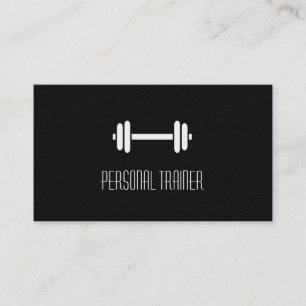 Cartão De Visita Treinador Pessoal de Fitness Moderno Preto Esbelto