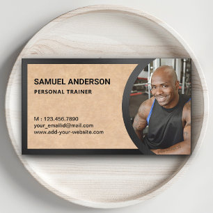 Cartão De Visita Treinador Pessoal de Fitness Rustic Kraft Foto