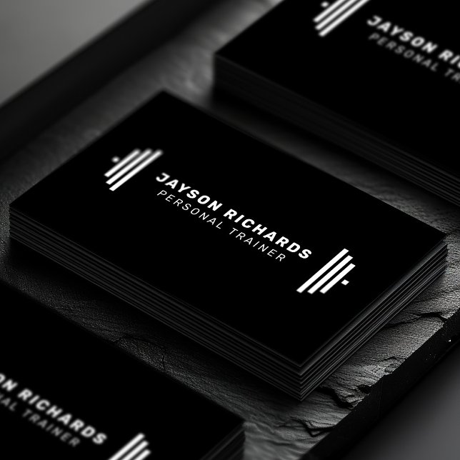 Cartão De Visita Treinador Pessoal de Haltere Negrito Preto Puro Si (Criador carregado)