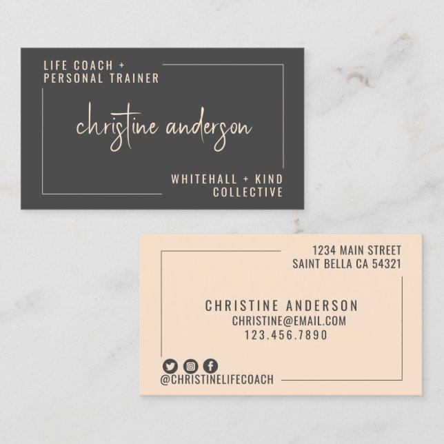 Cartão De Visita Treinador Pessoal do Treinador de Vida Simples Mod (Frente/Verso)