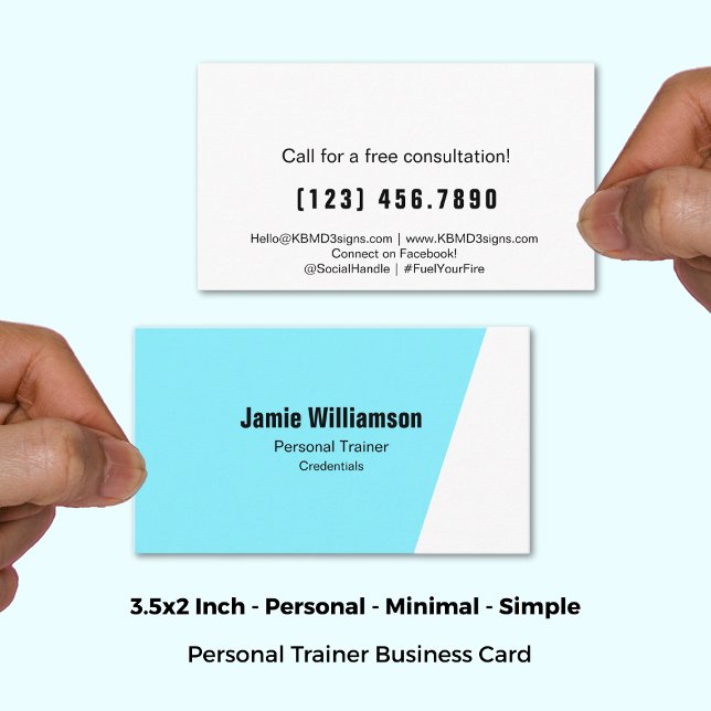 Cartão De Visita Treinador Pessoal Elétrico Blue (3.5x2 Inch, Energetic Electric Blue Personal Trainer Business Card)
