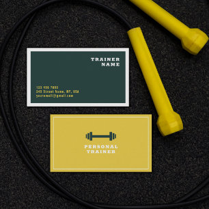 Cartão De Visita Treinador Pessoal Minimalista Verde Amarelo