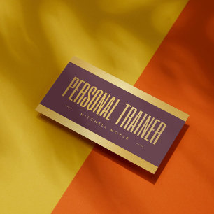 Cartão De Visita Treinador Pessoal Moderno Fitness burgundy E Doura