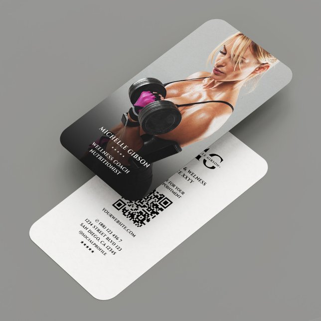 Cartão De Visita Treinador pessoal moderno para Malhação bem-estar (Modern Personal Trainer Fitness Wellness Coach Business Card
)