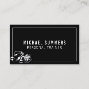Cartão De Visita Treinador Pessoal Negro Treinador Gym Pesam Dumbbe