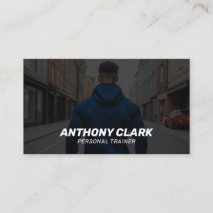 Cartão De Visita Treinador Pessoal Preto e Branco Profissional