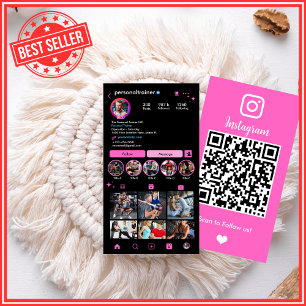 Cartão De Visita Treinador Pessoal Rosa Instagram Conecte-se conosc