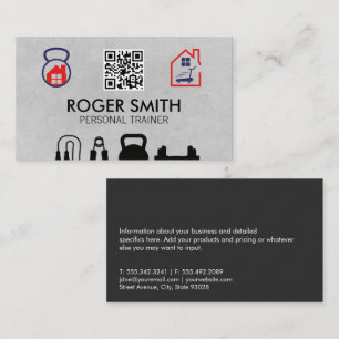 Cartão De Visita Treinador pessoal Workout Doméstico QR