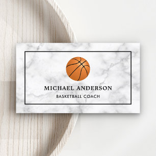 Cartão De Visita Treinador Profissional de Basquetebol White Marble