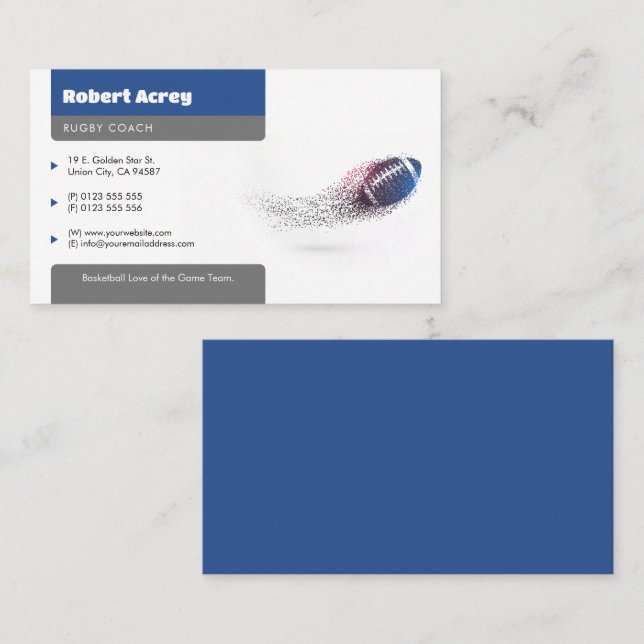 Cartão De Visita Treinador Profissional | Futebol americano (Frente/Verso)
