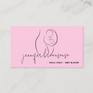 Cartão De Visita Treinadora de Nascimento Doula Minimal Rosa Única