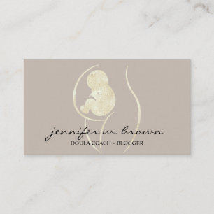 Cartão De Visita Treinadora de Parto Doula Grávida Ouro Bebê Recém-