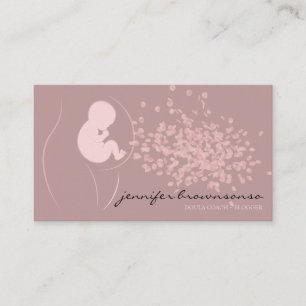 Cartão De Visita Treinadora de Parto Rosa Simples Doula Grávida