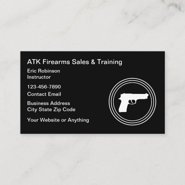 Cartão De Visita Treinamento de Segurança e Tiro com Armas de Fogo (Frente)