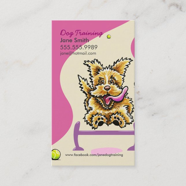 Cartão De Visita Treinamento em Cães - Ativo Terrier Rosa (Frente)
