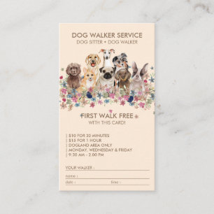 Cartão De Visita Treinamento Gentil de Cães Resgatados Beige