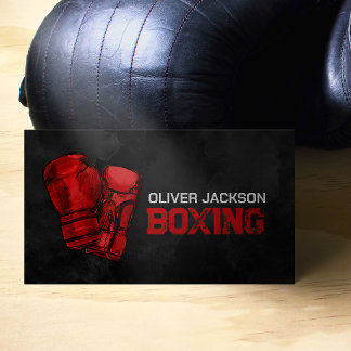 Cartão De Visita Treino de boxe luvas vermelhas desenho de aquarela