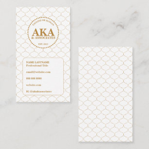 Cartão De Visita Treliça de Ouro Elegante Monograma de 3 Letras par