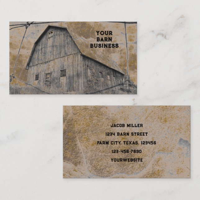 Cartão De Visita Tremor de Textura de Sepia Barn, Cinza russa (Frente/Verso)