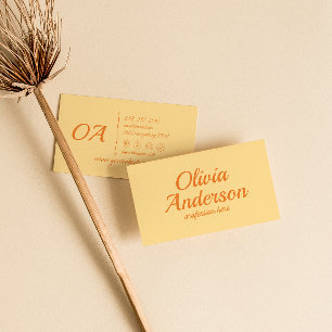 Cartão De Visita Trendência do Groovy Bold Colorido Cor de Laranja 