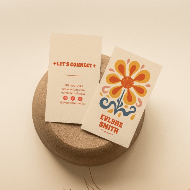 Cartão De Visita Trendência Floral Chic Boho Boho Laranja Amarelo (Criador carregado)