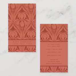 Cartão De Visita Trendy Abstrato Retro Vintage Floral Terracotta