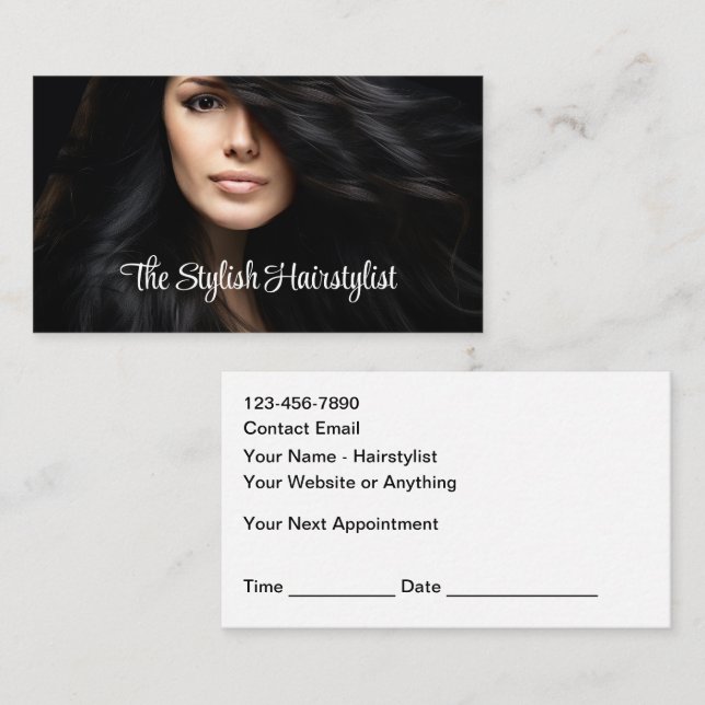 Cartão De Visita Trendy Affordable Hairstylist Appointment Cards (Frente/Verso)