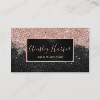 Cartão De Visita Trendy Black Blush - Brilho Rosa Profissional