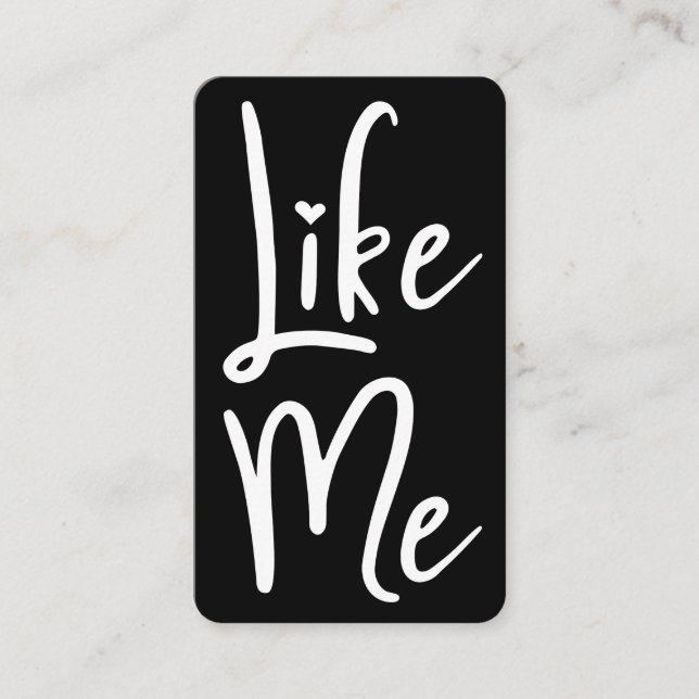Cartão De Visita Trendy Black Brush Script Like Me Social Media (Frente)
