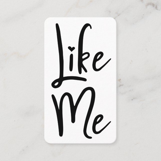 Cartão De Visita Trendy Black Brush Script Like Me Social Media (Frente)