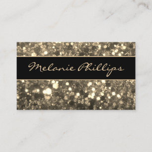 Cartão De Visita Trendy Black & Dourado Glitter