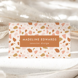 Cartão De Visita Trendy Blush & Orange Terrazzo