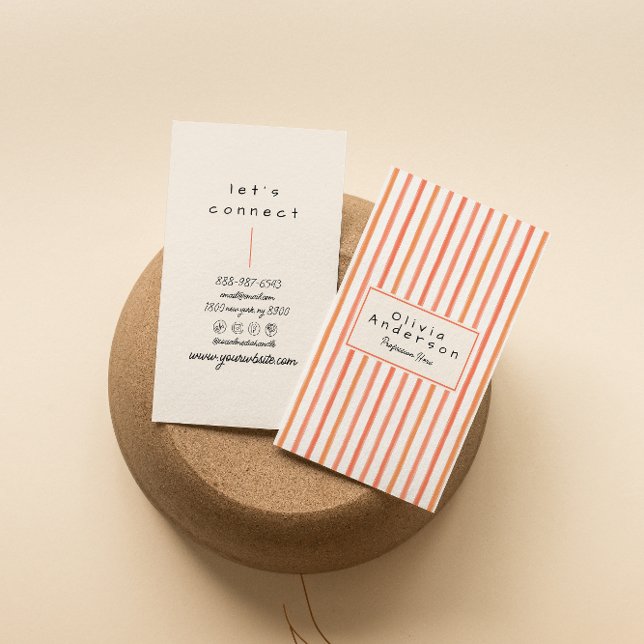 Cartão De Visita Trendy Boho - Bandas Vermelhas Retro Laranja Desen (Criador carregado)