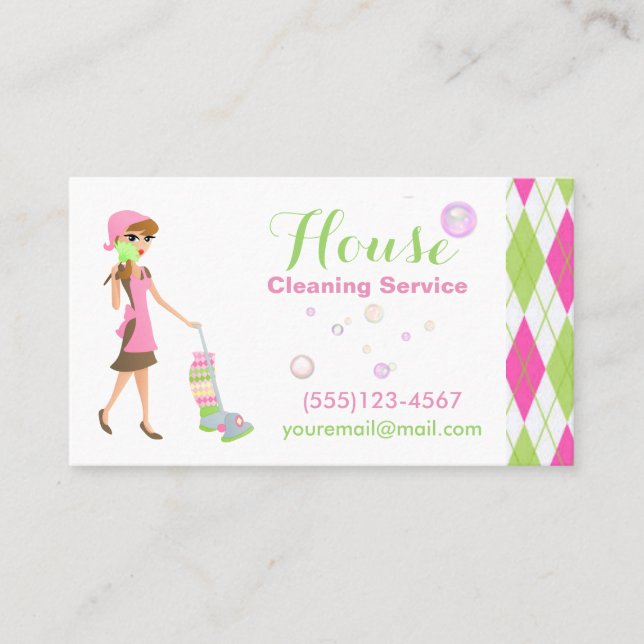 Cartão De Visita Trendy Cartoon Maid House Clearing Services (Frente)