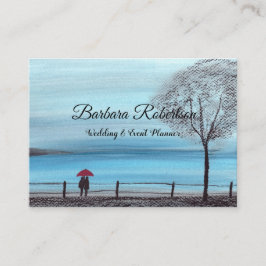 Cartão De Visita Trendy Chic Red Umbrella casal Casamento Busin