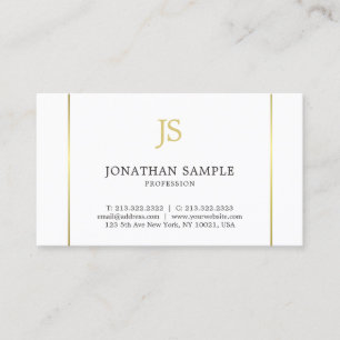 Cartão De Visita Trendy Dourado Striped Modern Monogrammed
