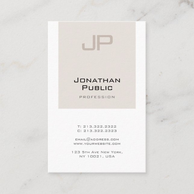 Cartão De Visita Trendy Elegant Monograma Design Simples Luxo (Frente)