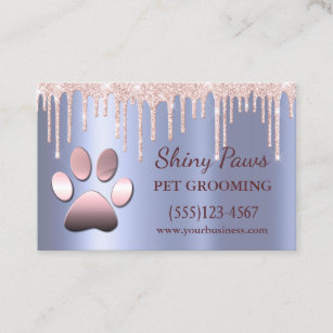 Cartão De Visita Trendy Glitter Drives Cão Pet Grooming Service