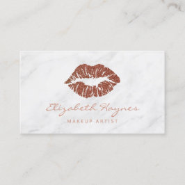 Cartão De Visita Trendy Glitter Rosa Dourado Lábios Marble Makeup A