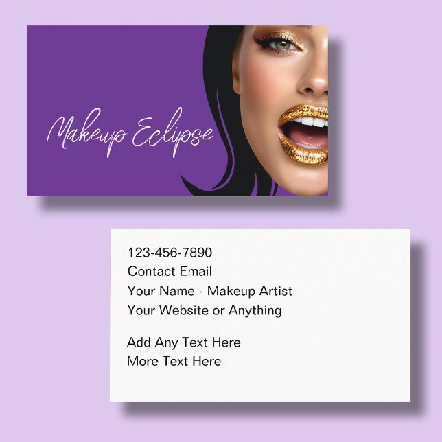 Cartão De Visita Trendy Glitzy Makeup Artist Business Cards (Criador carregado)
